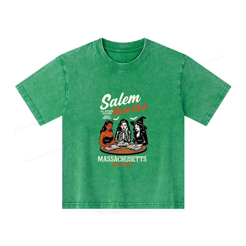 Pagewings Salem Book Club Unisex Kids Washed T-shirt