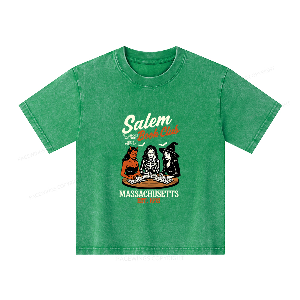 Pagewings Salem Book Club Unisex Kids Washed T-shirt
