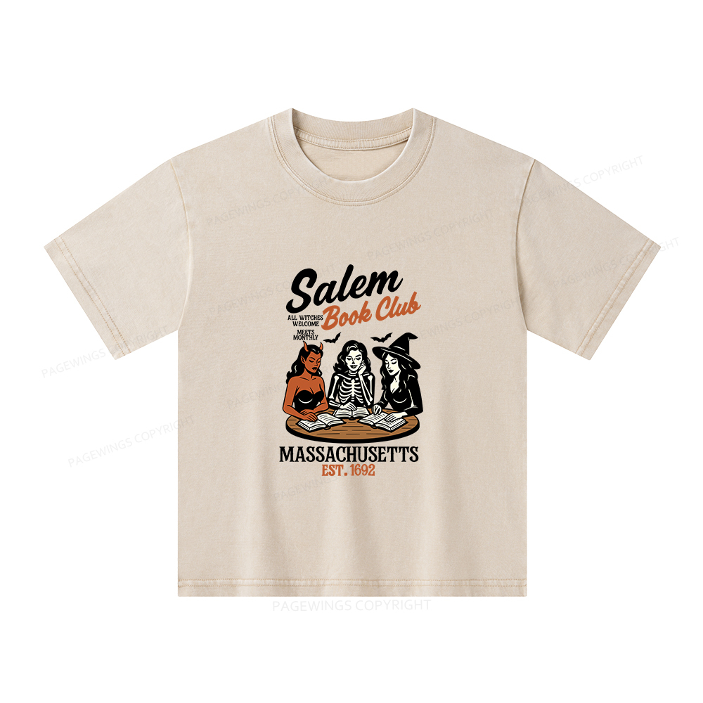 Pagewings Salem Book Club Unisex Kids Washed T-shirt