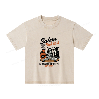 Pagewings Salem Book Club Unisex Kids Washed T-shirt