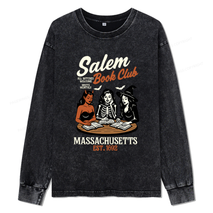 Pagewings Salem Book Club Unisex Washed Long Sleeve T-shirt