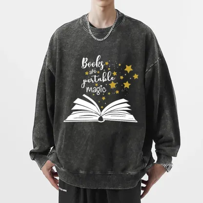 Pagewings Book Are Portable Magic Unisex Washed Sweatshirt