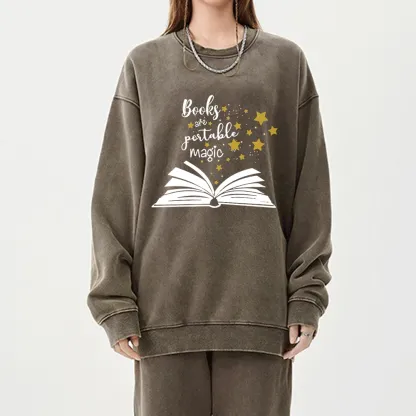 Pagewings Book Are Portable Magic Unisex Washed Sweatshirt