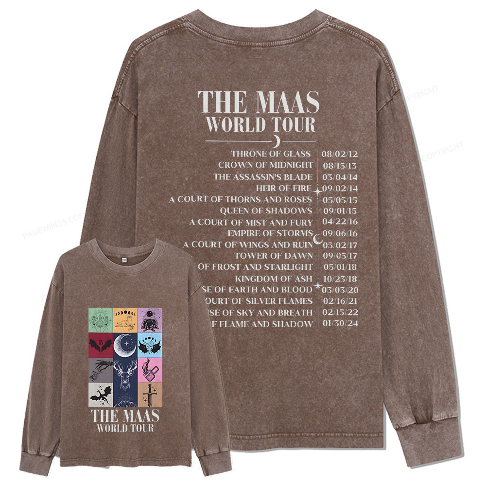 Pagewings World Tour Unisex Washed Long Sleeve T-shirt