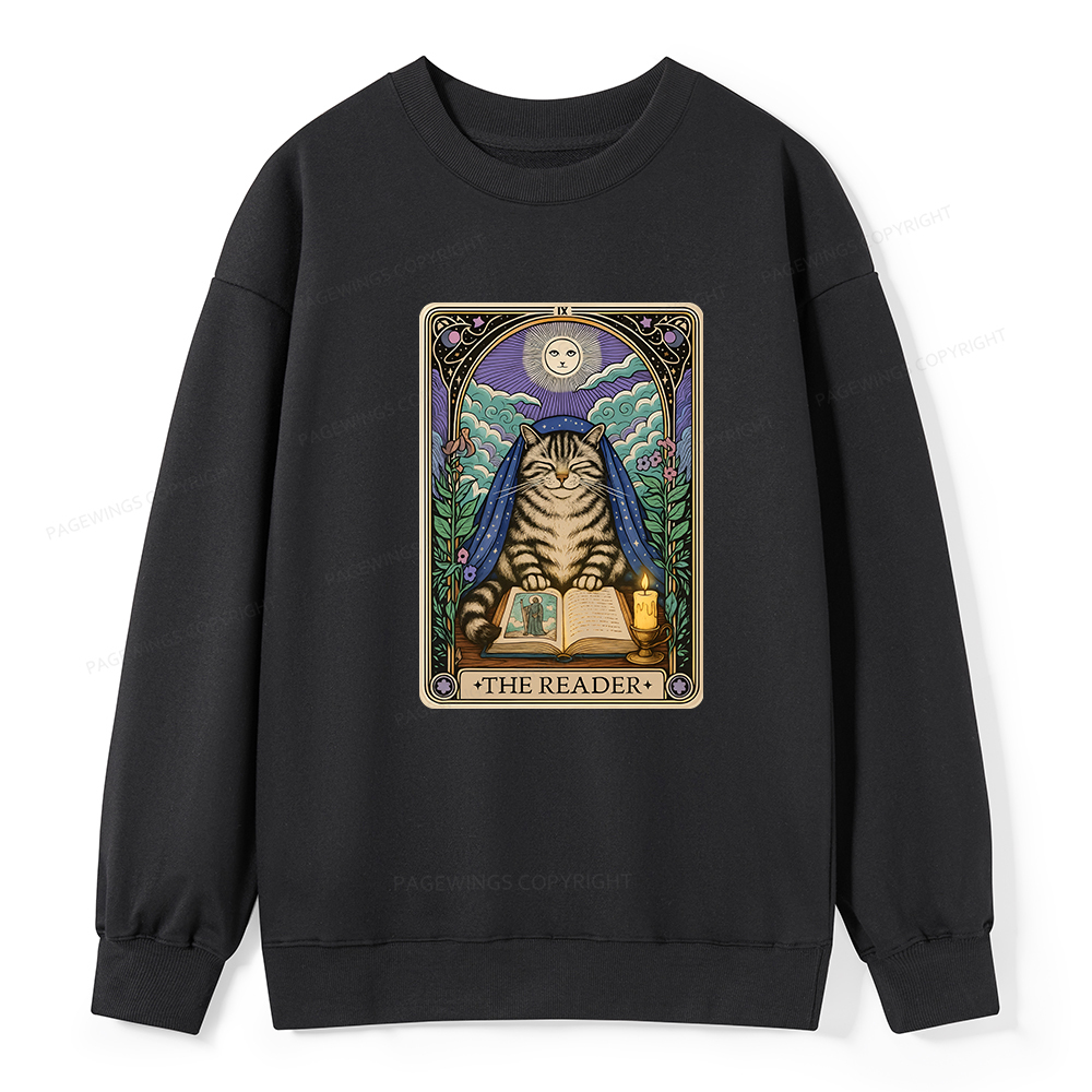 Pagewings The Reader Cat Tarot Cards Unisex Classic Sweatshirt