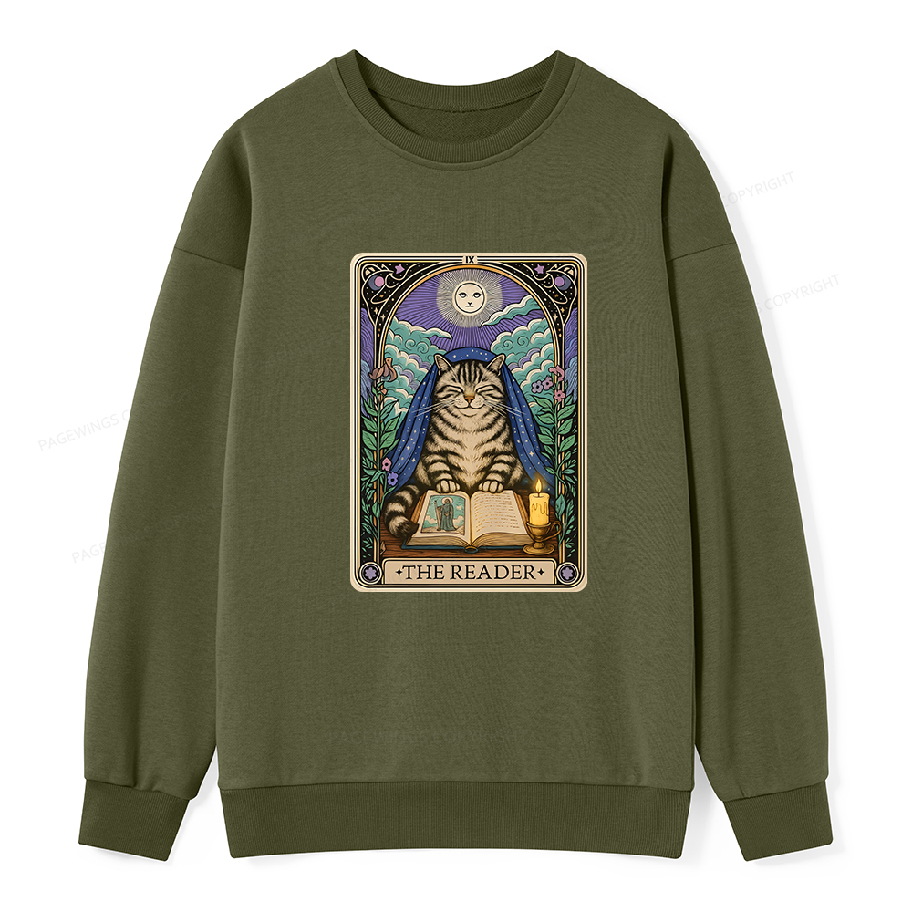Pagewings The Reader Cat Tarot Cards Unisex Classic Sweatshirt