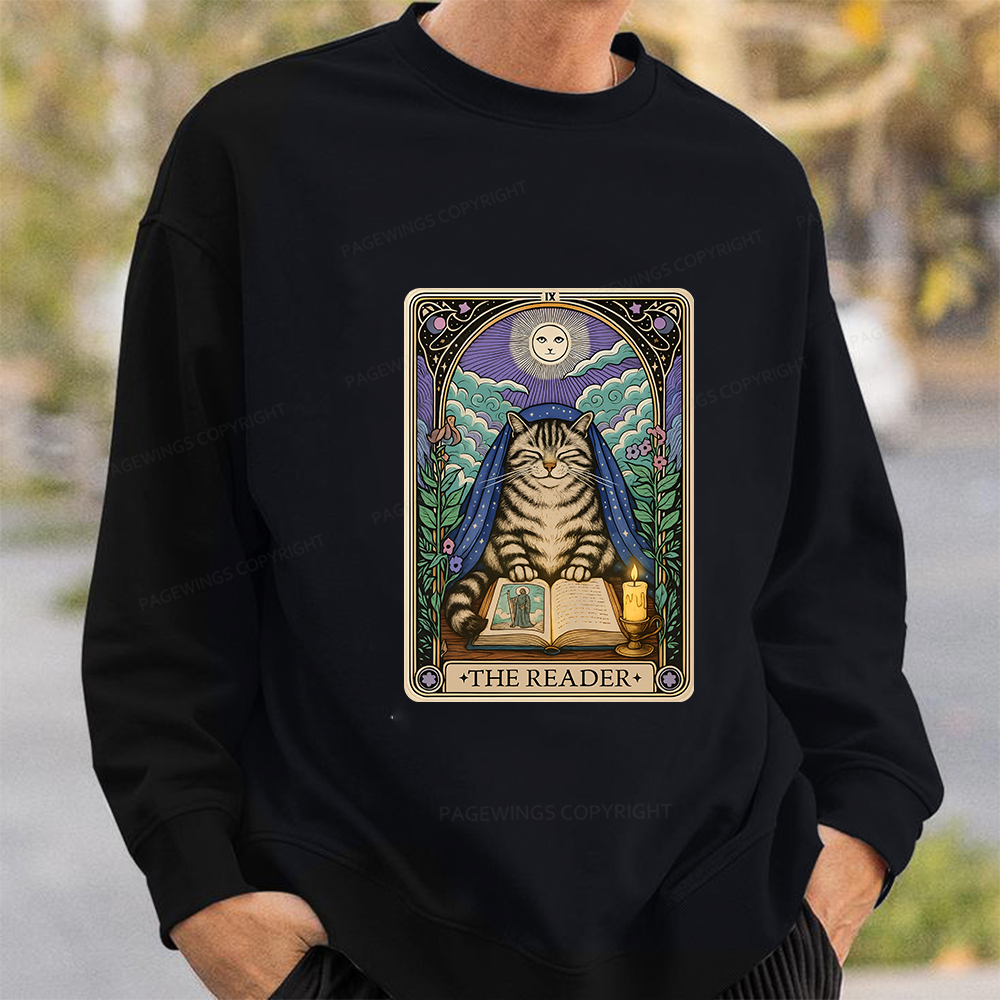 Pagewings The Reader Cat Tarot Cards Unisex Classic Sweatshirt