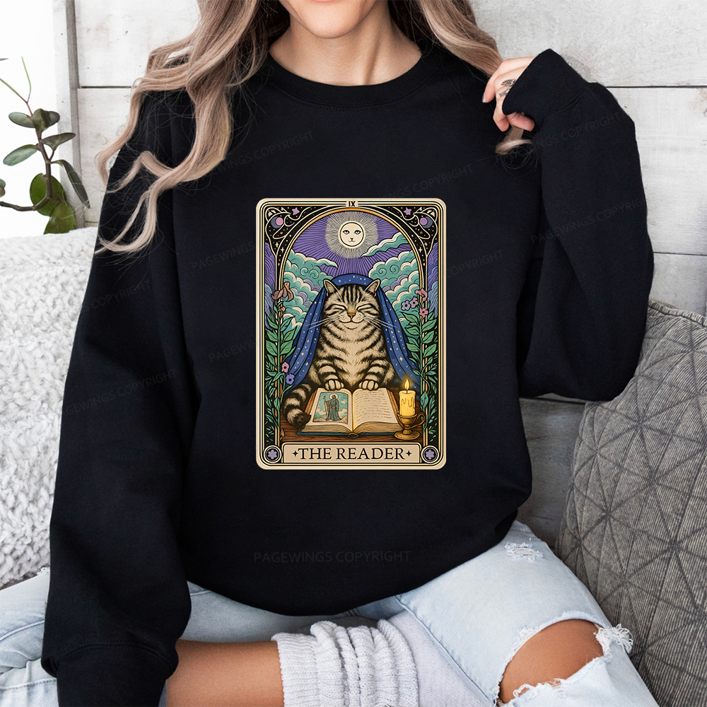Pagewings The Reader Cat Tarot Cards Unisex Classic Sweatshirt