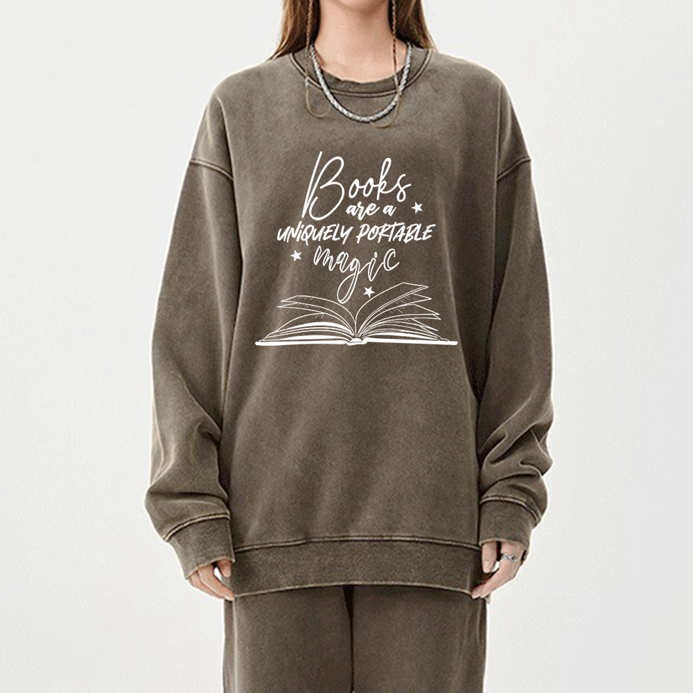 Pagewings Books Are A Uniquely Portable Magic Unisex Washed Sweatshirt