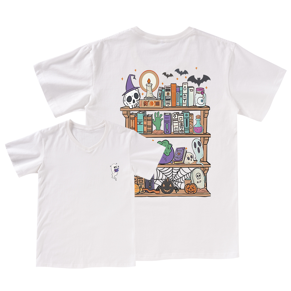 Pagewings Ghost Book Reader Halloween V-neck T-shirt