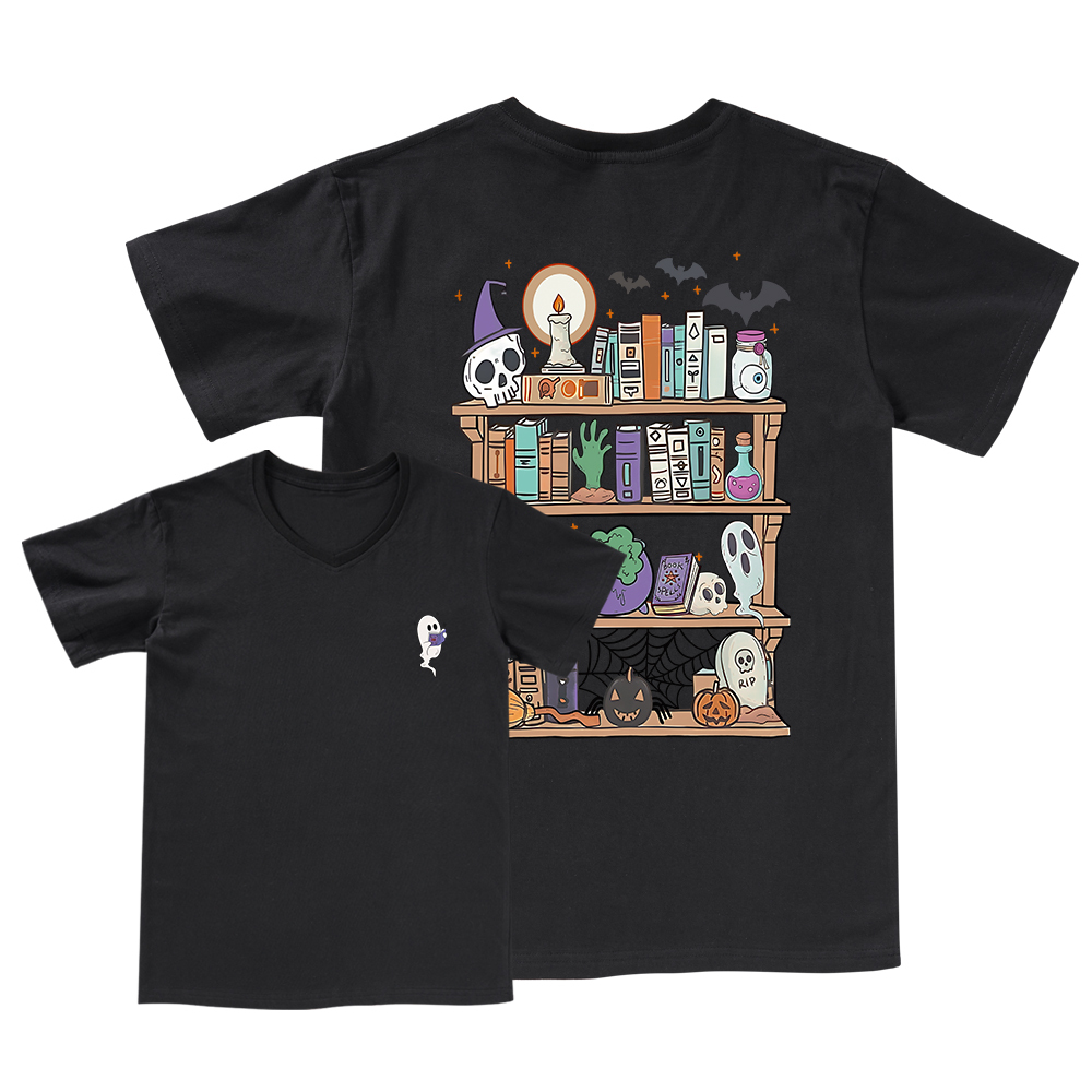 Pagewings Ghost Book Reader Halloween V-neck T-shirt