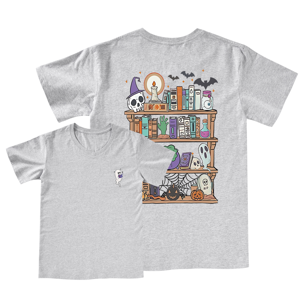 Pagewings Ghost Book Reader Halloween V-neck T-shirt
