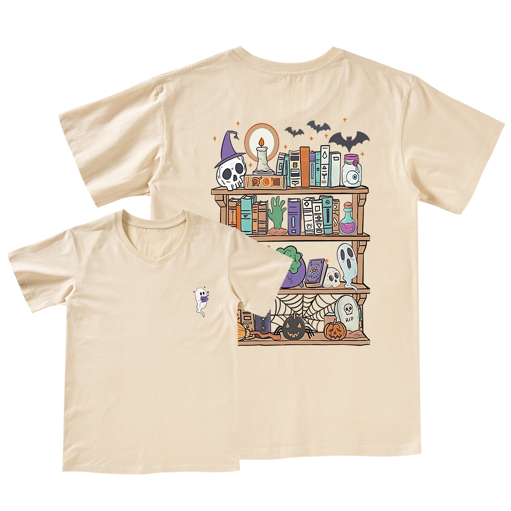 Pagewings Ghost Book Reader Halloween V-neck T-shirt
