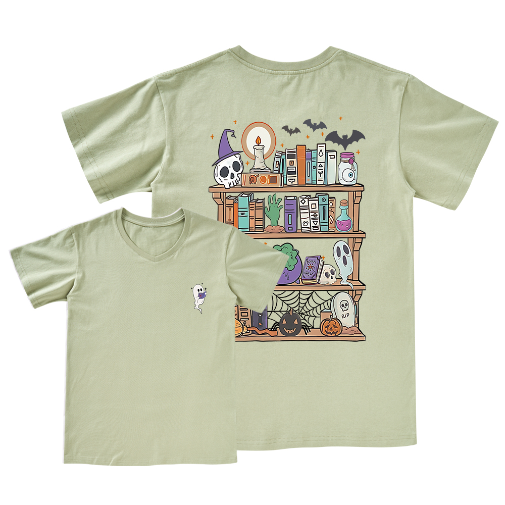 Pagewings Ghost Book Reader Halloween V-neck T-shirt