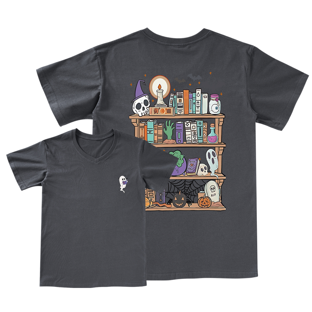 Pagewings Ghost Book Reader Halloween V-neck T-shirt