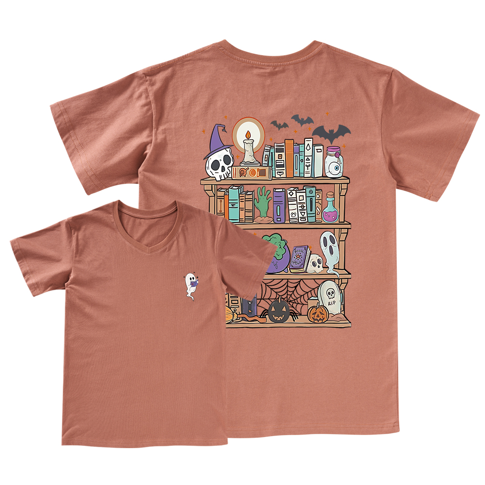 Pagewings Ghost Book Reader Halloween V-neck T-shirt