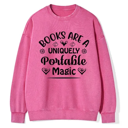 Pagewings Books Are A Uniquely Portable Magic Unisex Washed Sweatshirt