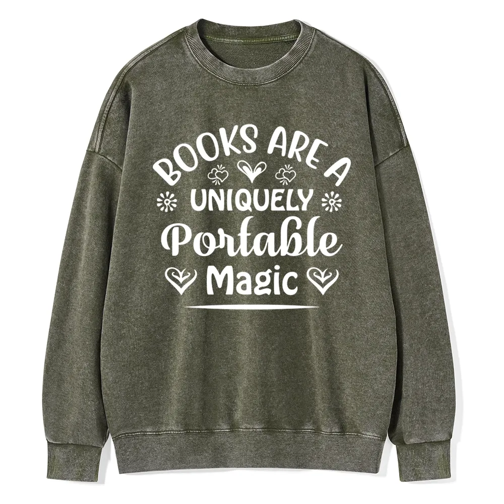 Pagewings Books Are A Uniquely Portable Magic Unisex Washed Sweatshirt