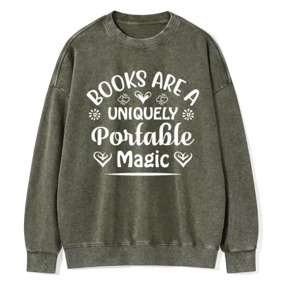 Pagewings Books Are A Uniquely Portable Magic Unisex Washed Sweatshirt
