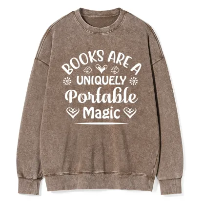 Pagewings Books Are A Uniquely Portable Magic Unisex Washed Sweatshirt