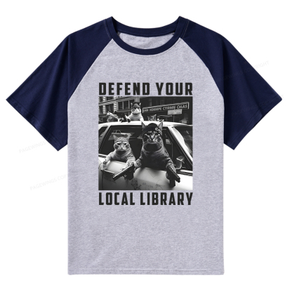 Pagewings Defend Your Local Library Raglan T-shirt