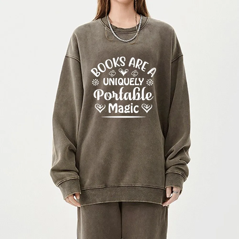 Pagewings Books Are A Uniquely Portable Magic Unisex Washed Sweatshirt