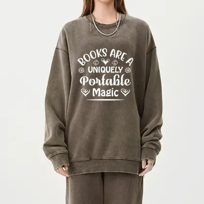 Pagewings Books Are A Uniquely Portable Magic Unisex Washed Sweatshirt