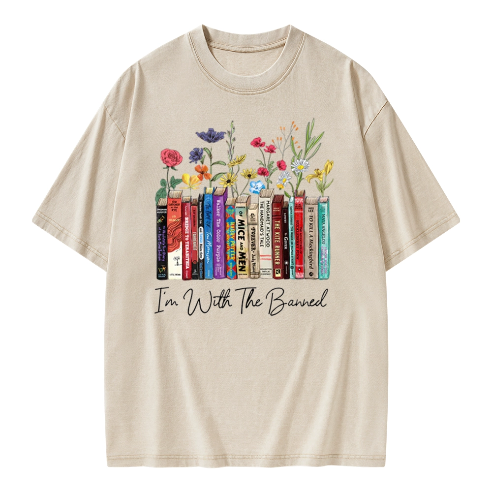 Pagewings I'm With The Banned Flowers Unisex Washed T-shirt