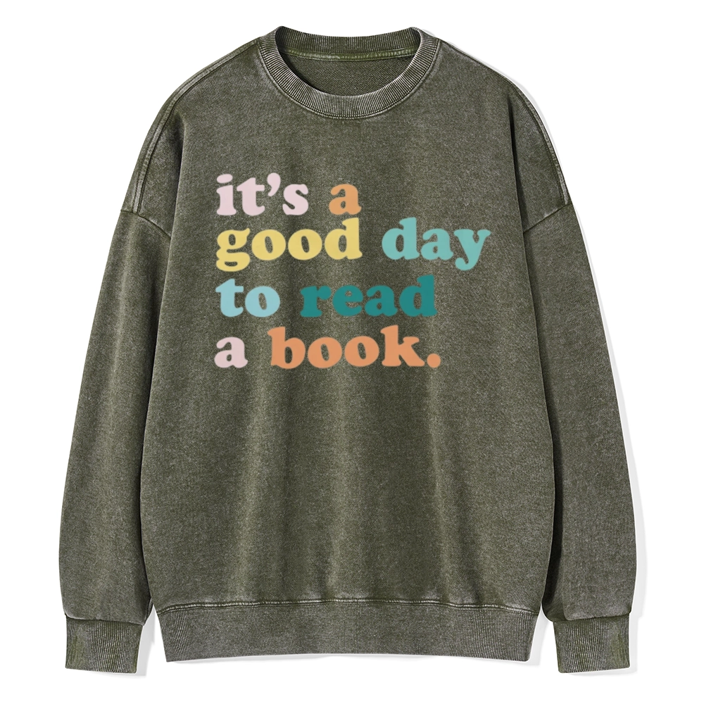 Pagewings It’s a Good Day to Read a Book Unisex Washed Sweatshirt