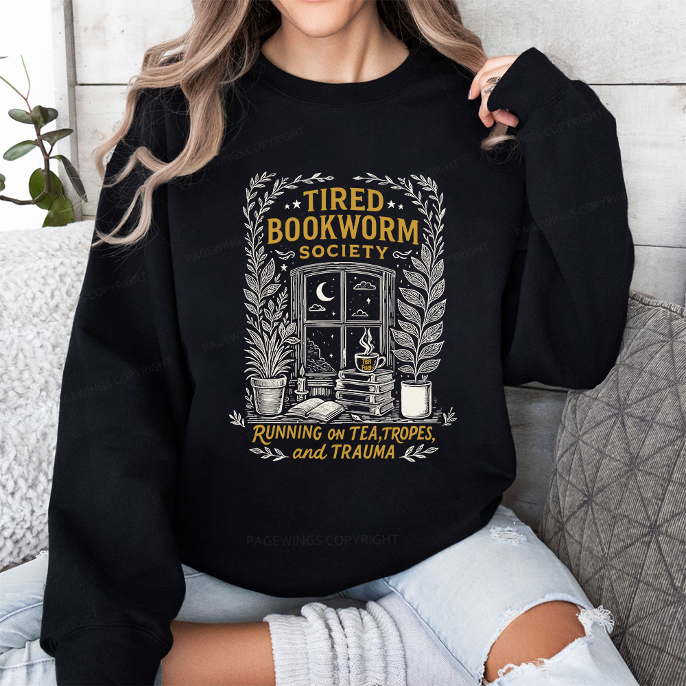 Pagewings Tired Bookworm Society Unisex Classic Sweatshirt