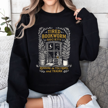 Pagewings Tired Bookworm Society Unisex Classic Sweatshirt