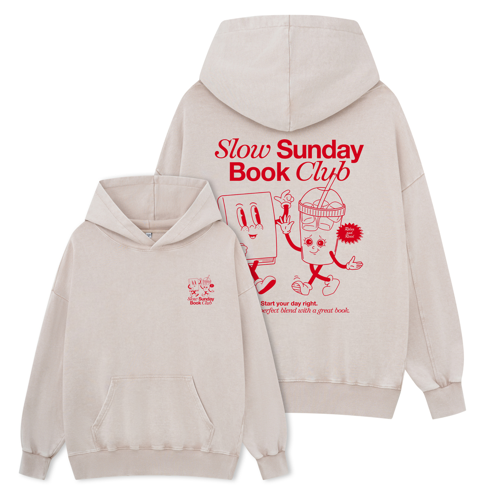 Pagewings Slow Sunday Book Club Unisex Washed Hoodie