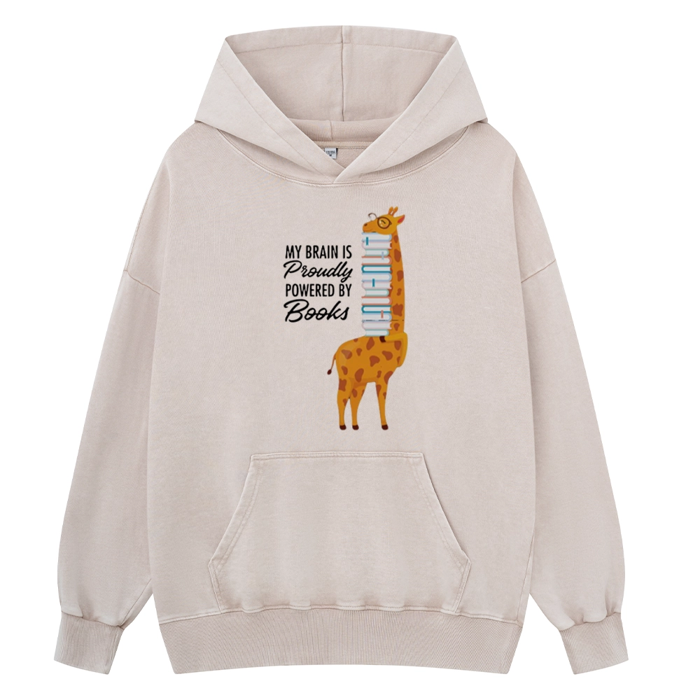 Pagewings My Brain Is Proudly Powered By Books Unisex Washed Hoodie