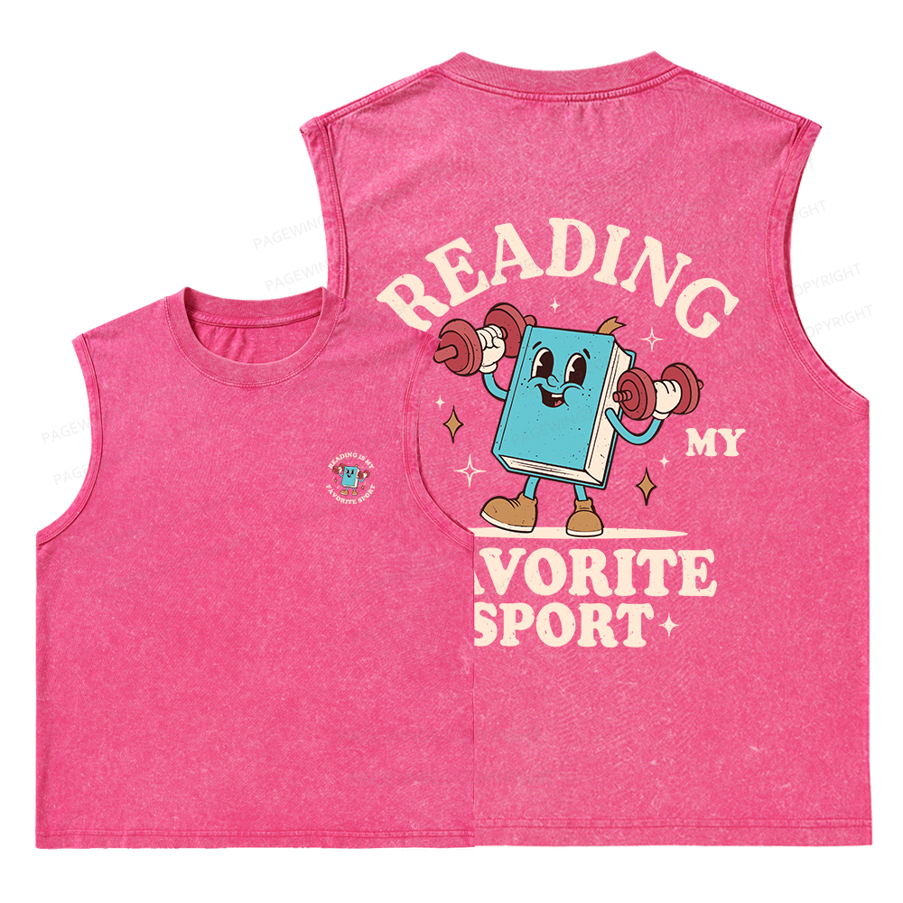 Pagewings Reading Is My Favorite Sport Unisex Washed Tank Top