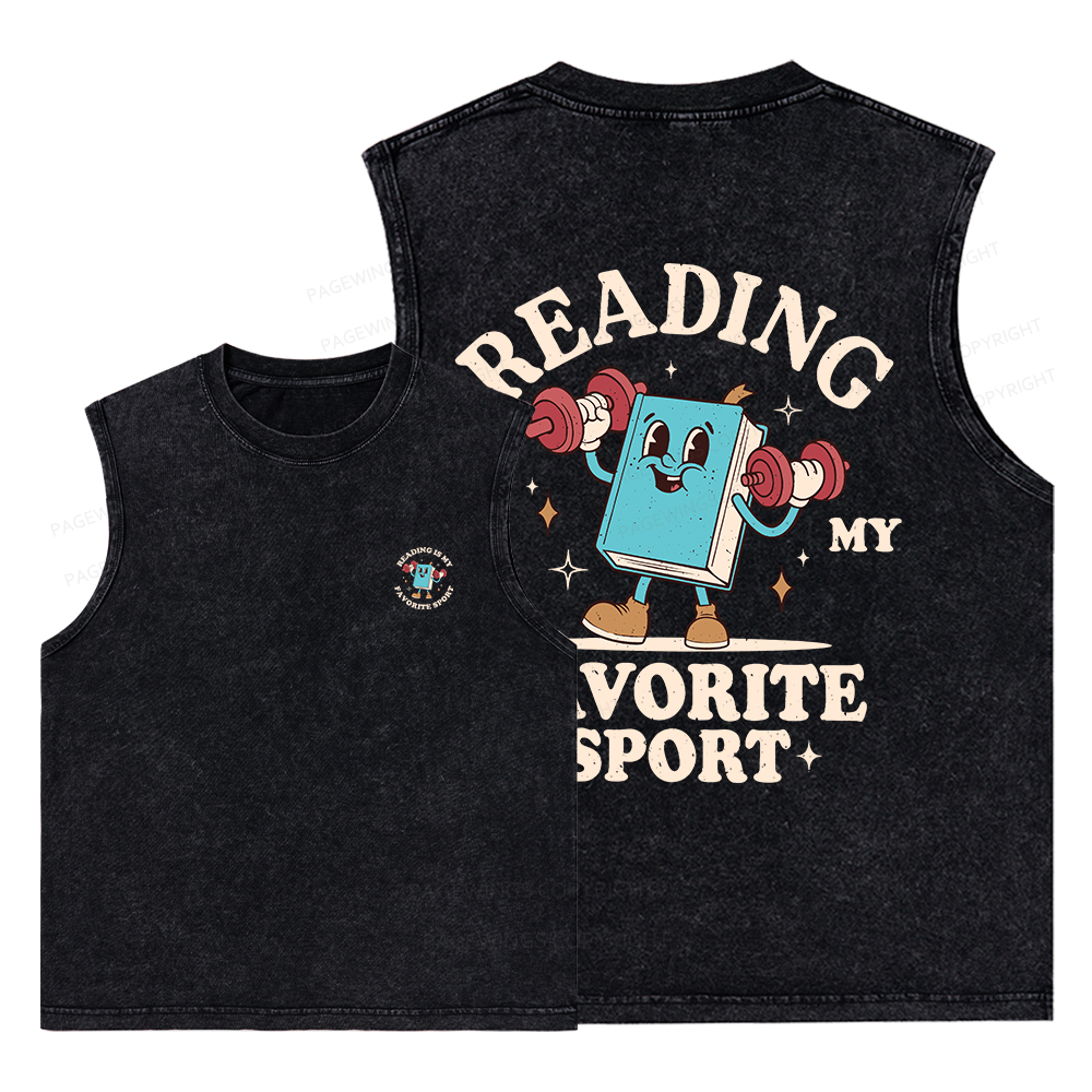 Pagewings Reading Is My Favorite Sport Unisex Washed Tank Top