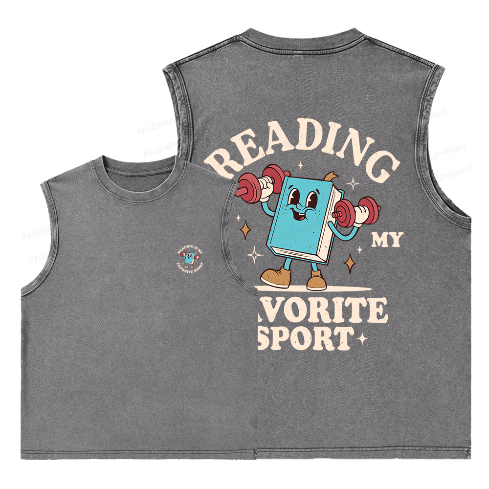 Pagewings Reading Is My Favorite Sport Unisex Washed Tank Top