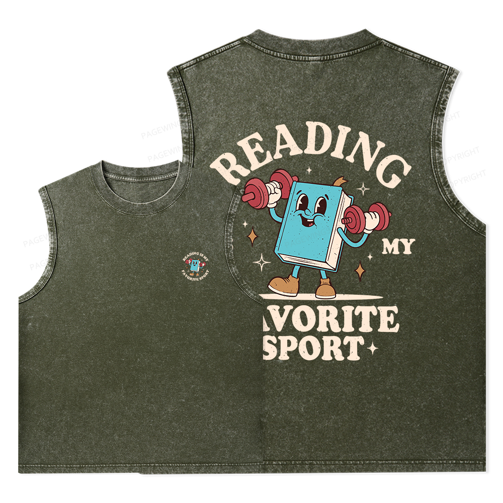 Pagewings Reading Is My Favorite Sport Unisex Washed Tank Top