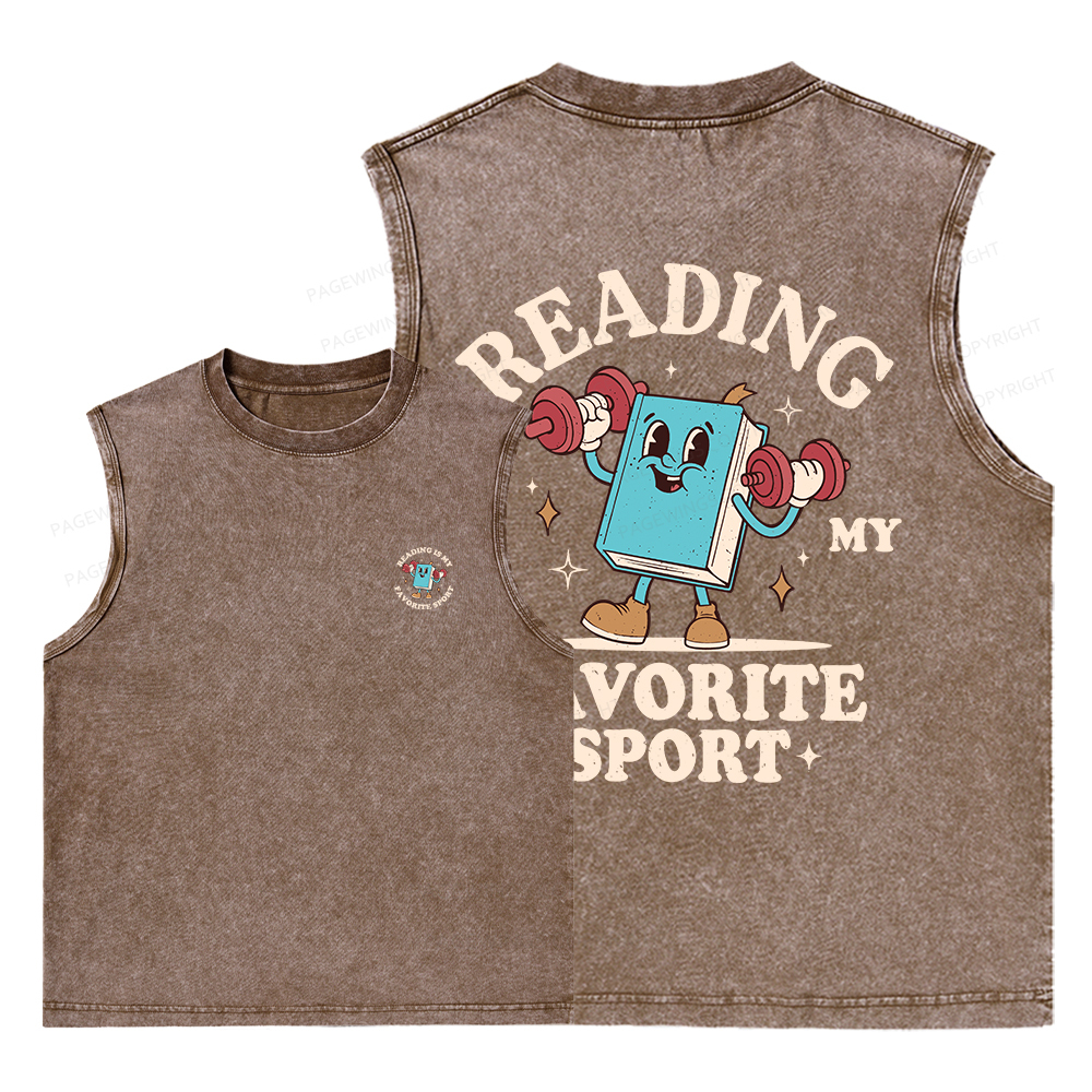 Pagewings Reading Is My Favorite Sport Unisex Washed Tank Top
