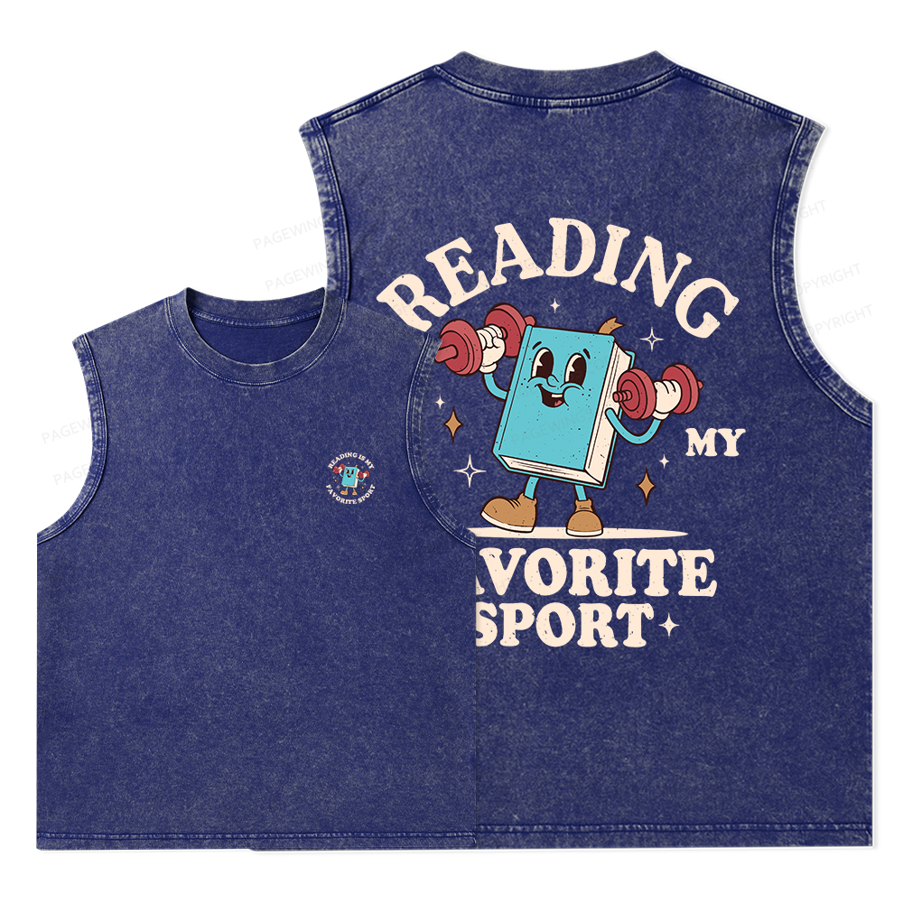 Pagewings Reading Is My Favorite Sport Unisex Washed Tank Top