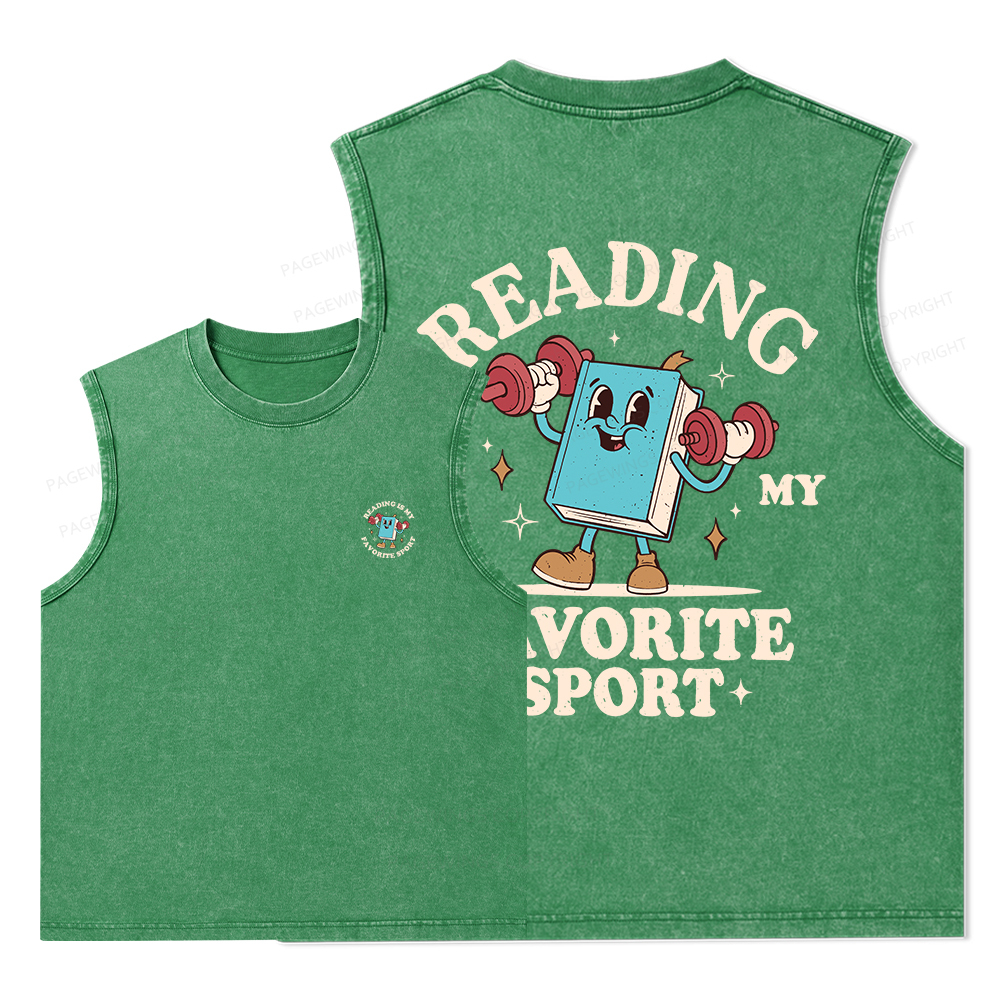 Pagewings Reading Is My Favorite Sport Unisex Washed Tank Top