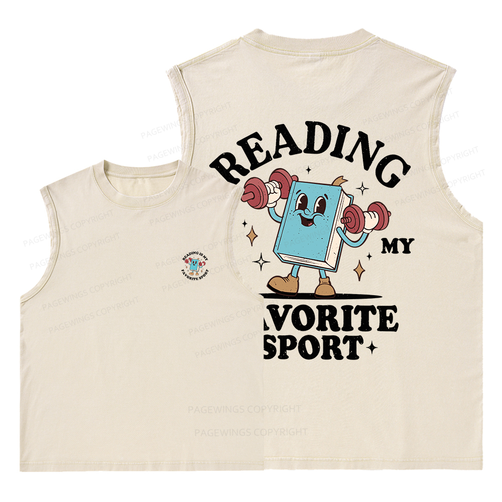 Pagewings Reading Is My Favorite Sport Unisex Washed Tank Top