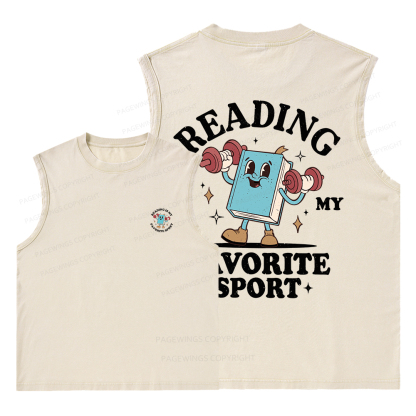 Pagewings Reading Is My Favorite Sport Unisex Washed Tank Top
