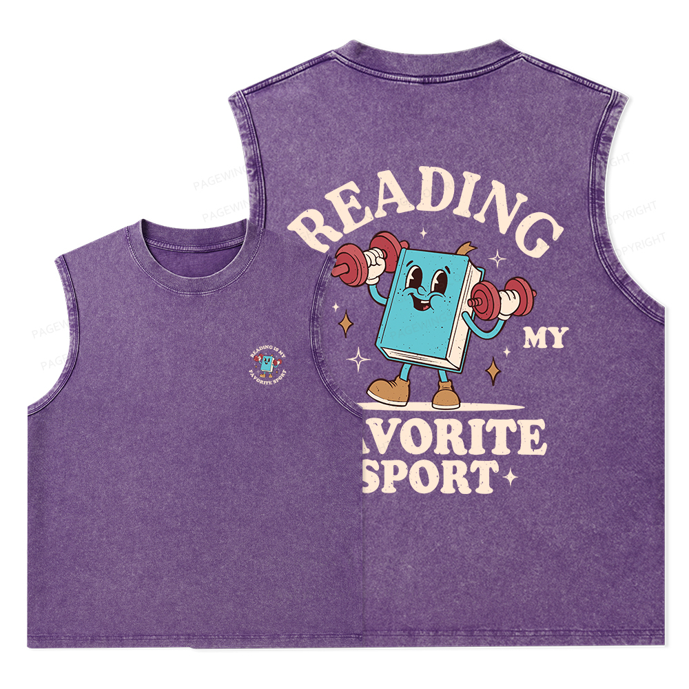 Pagewings Reading Is My Favorite Sport Unisex Washed Tank Top