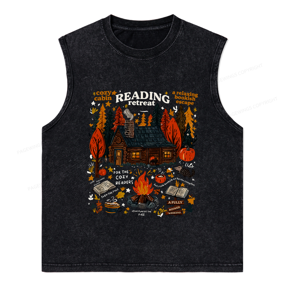 Pagewings Reading Retreat Unisex Washed Tank Top