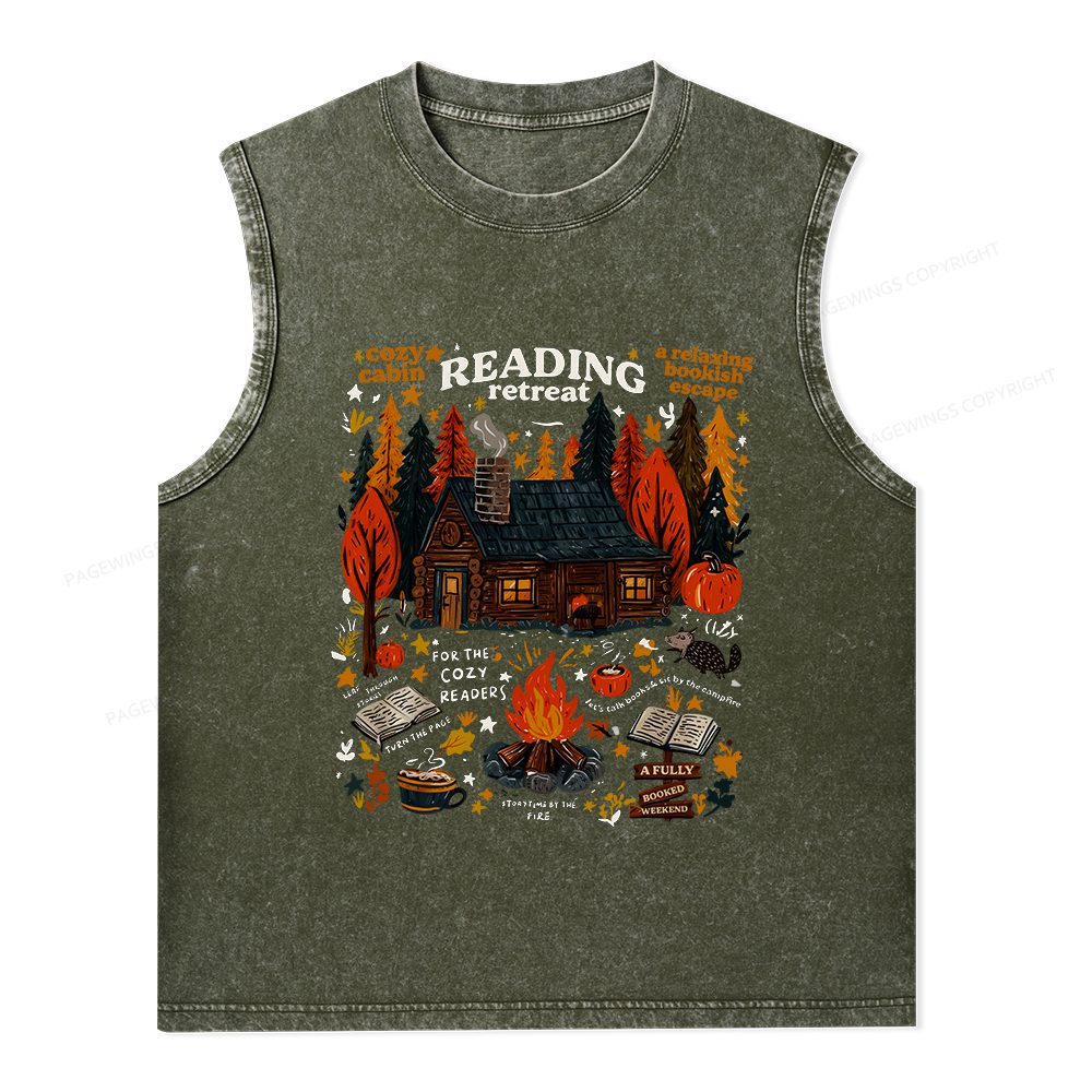 Pagewings Reading Retreat Unisex Washed Tank Top