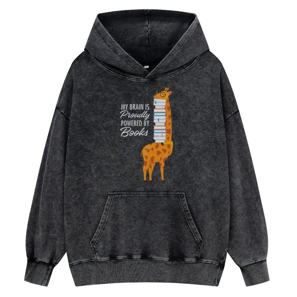 Pagewings My Brain Is Proudly Powered By Books Unisex Washed Hoodie