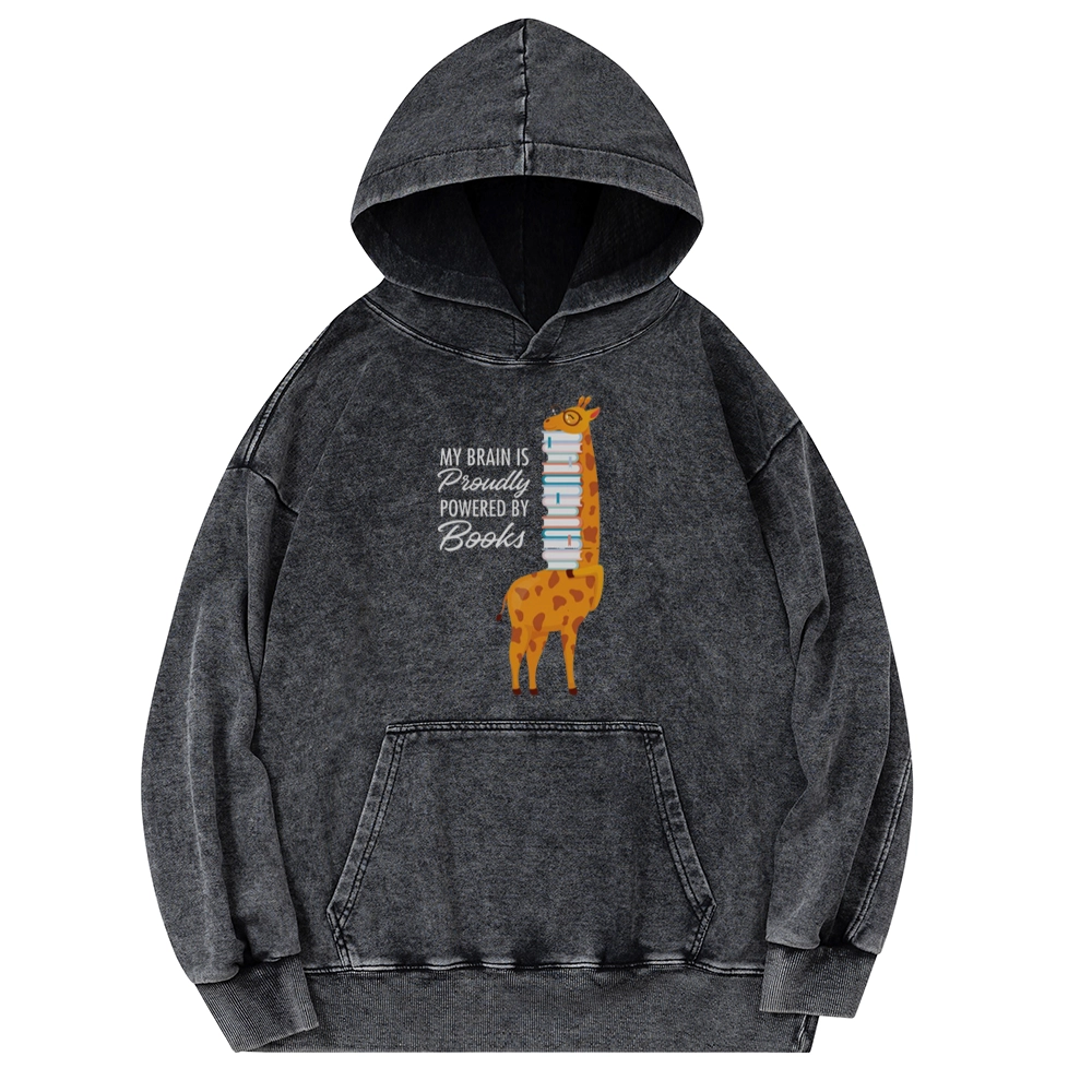 Pagewings My Brain Is Proudly Powered By Books Unisex Washed Hoodie
