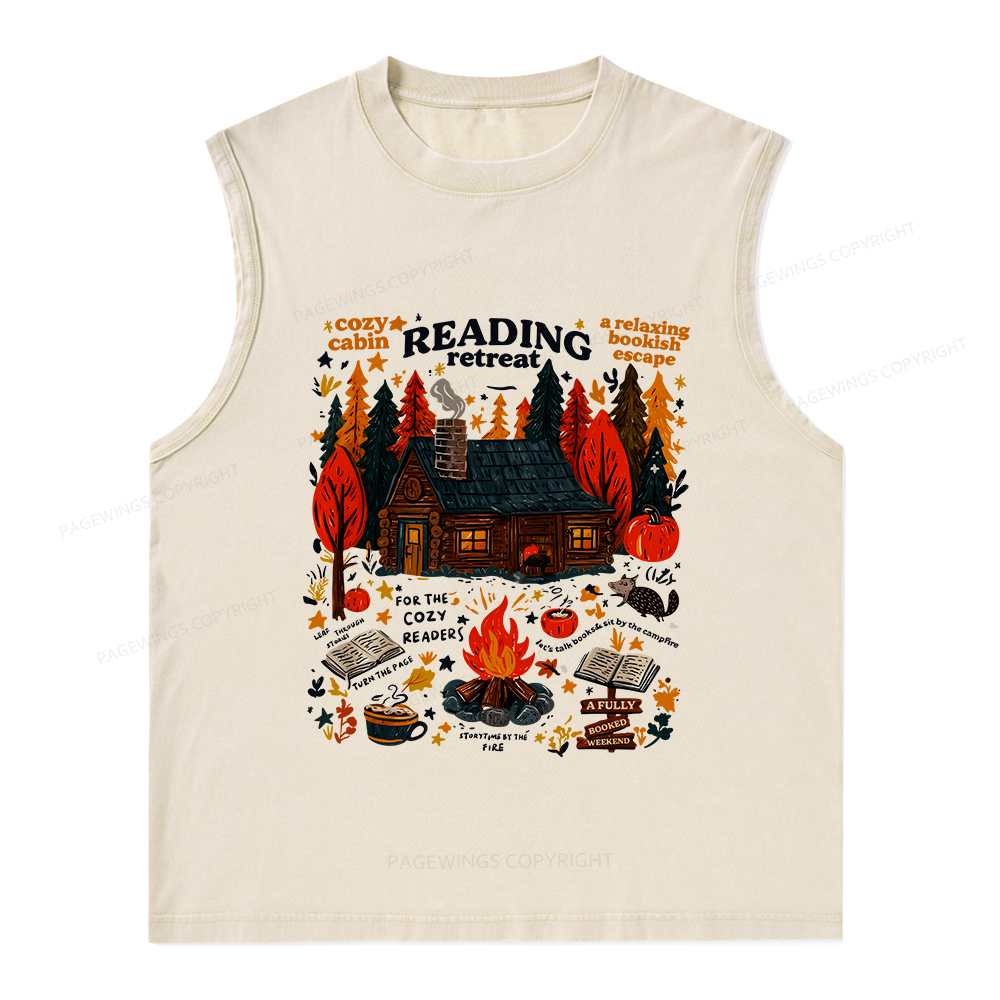 Pagewings Reading Retreat Unisex Washed Tank Top