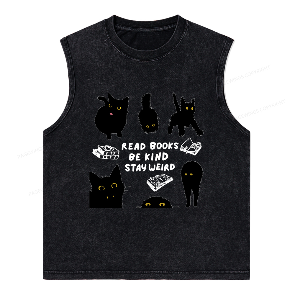 Pagewings Read Books Be Kind Stay Weird Unisex Washed Tank Top