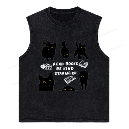Pagewings Read Books Be Kind Stay Weird Unisex Washed Tank Top